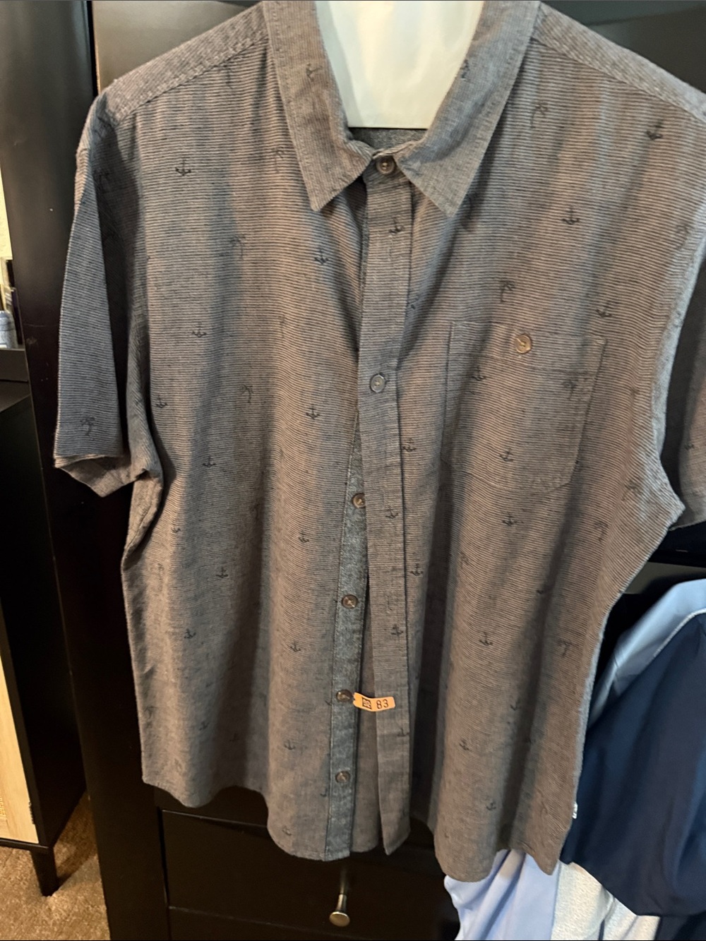 Hang Ten Short-Sleeve Grey Anchor-Print Men's Shirt